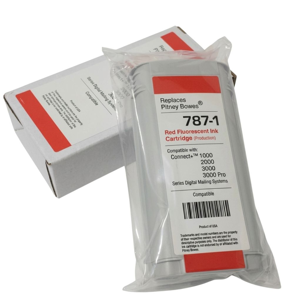 New, Pre-Owned - Pitney Bowes 787-1 Fluorescent Red Ink Cartridge