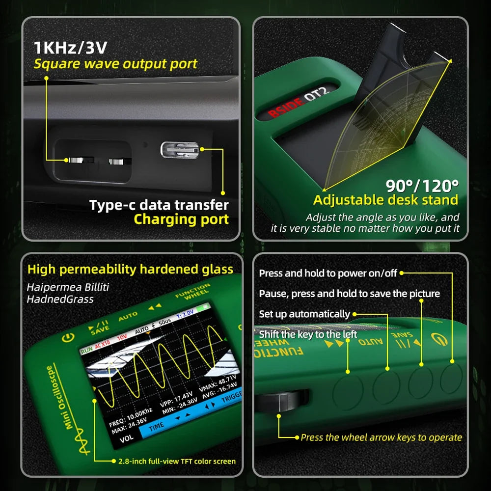 BSIDE OT2 Mini Oscilloscope 10MHz with Signal Generator