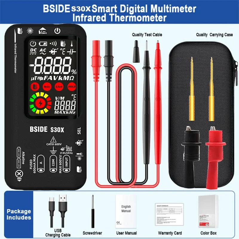 BSIDE S30X Auto Range Multimeter with Diode & Temp Test
