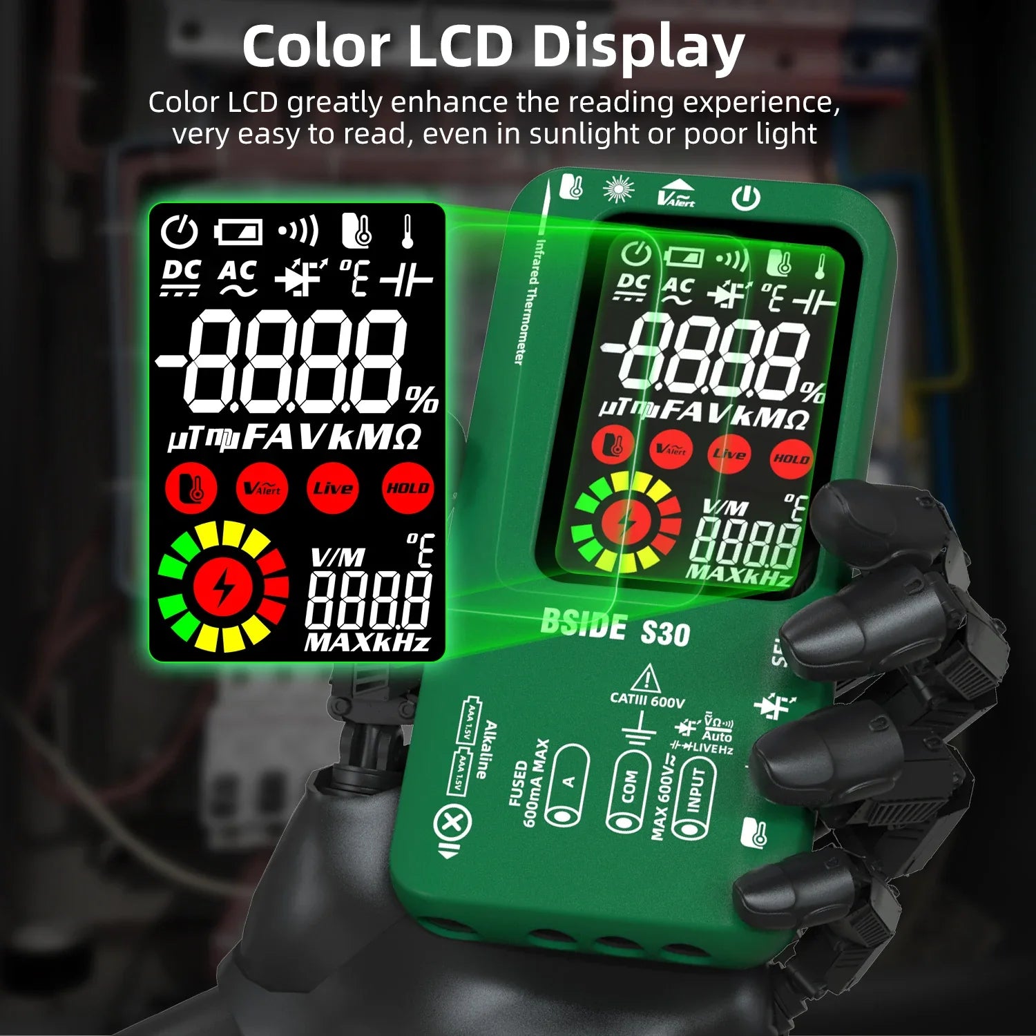 BSIDE S30 Smart Multimeter with IR Thermometer & Diode Test