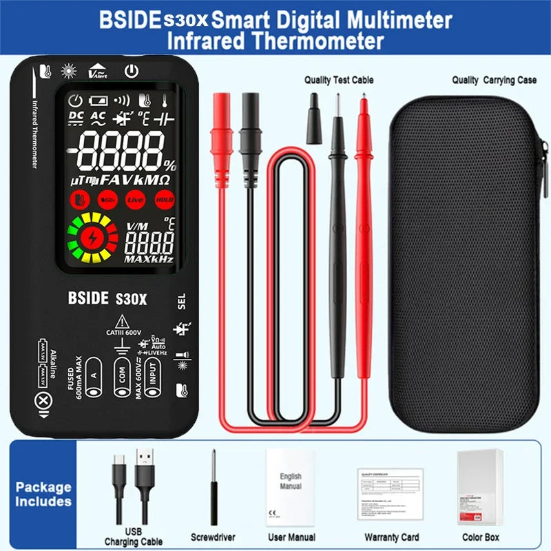 BSIDE S30X Auto Range Multimeter with Diode & Temp Test