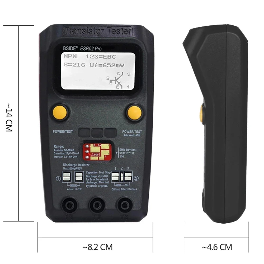 BSIDE ESR02Pro Transistor Tester for Diode, Capacitance & SMD