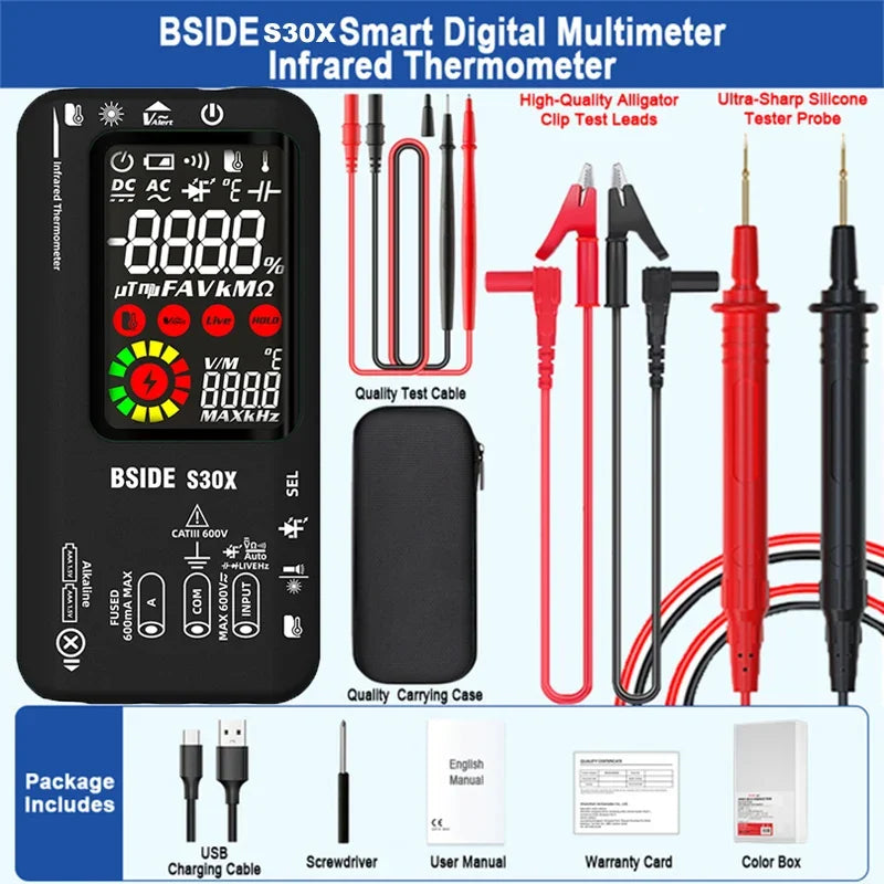 BSIDE S30X Auto Range Multimeter with Diode & Temp Test
