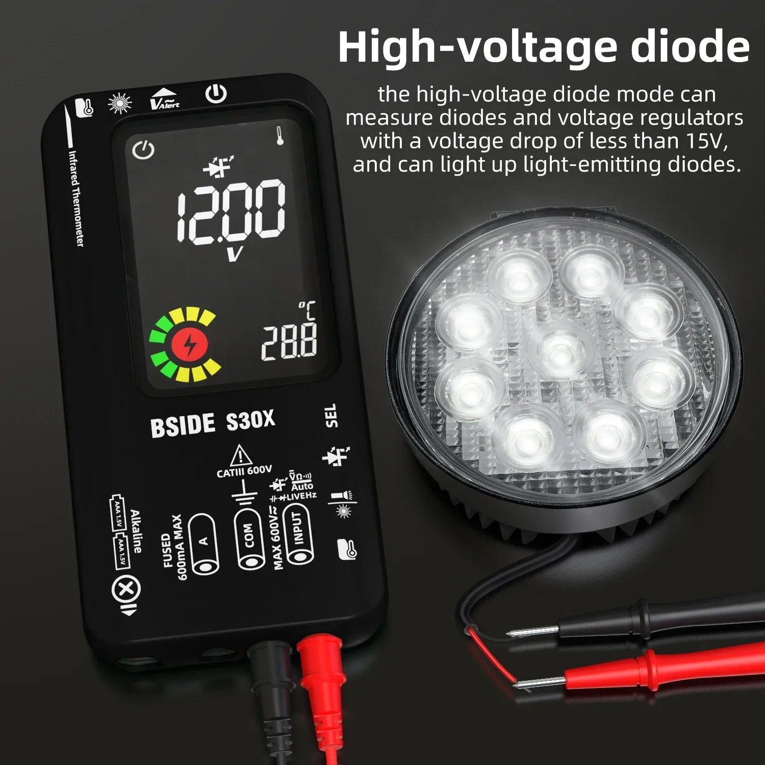BSIDE S30X Auto Range Multimeter with Diode & Temp Test