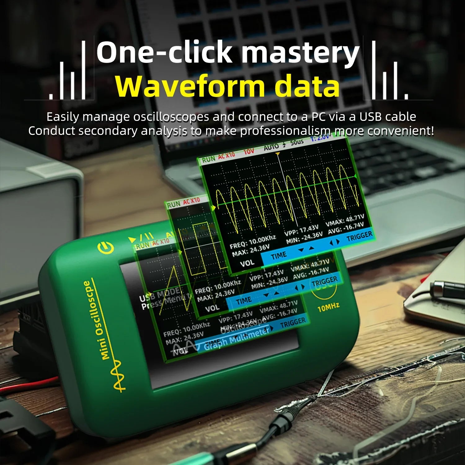 BSIDE OT2 Mini Oscilloscope 10MHz with Signal Generator