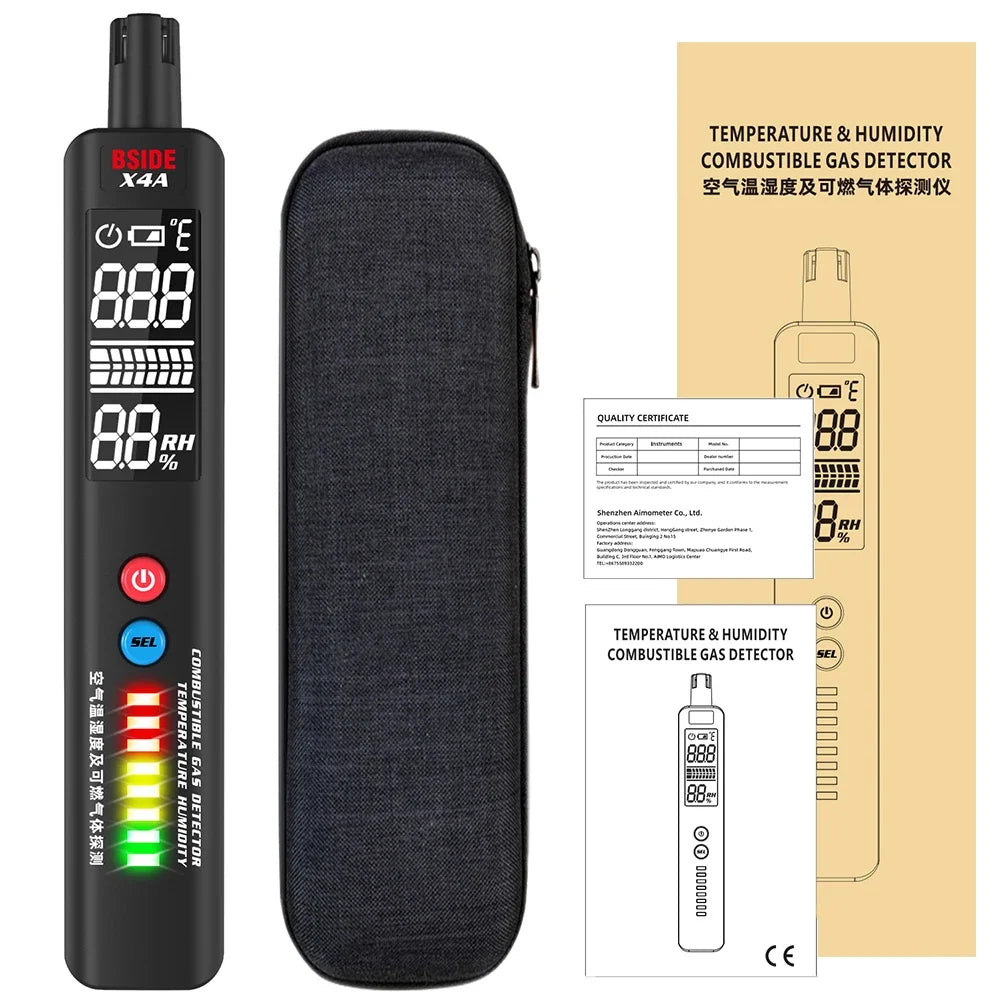 BSIDE X4A Gas Detector with Leak, Temp & Humidity Alarm