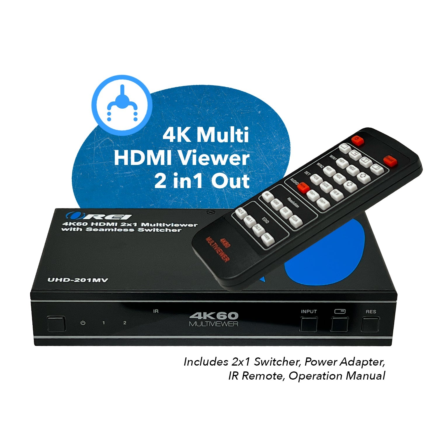 4K@60hz 2-port HDMI™ Seamless Switch w/ Multi Viewer (Audio Extract)-UHD-201MV