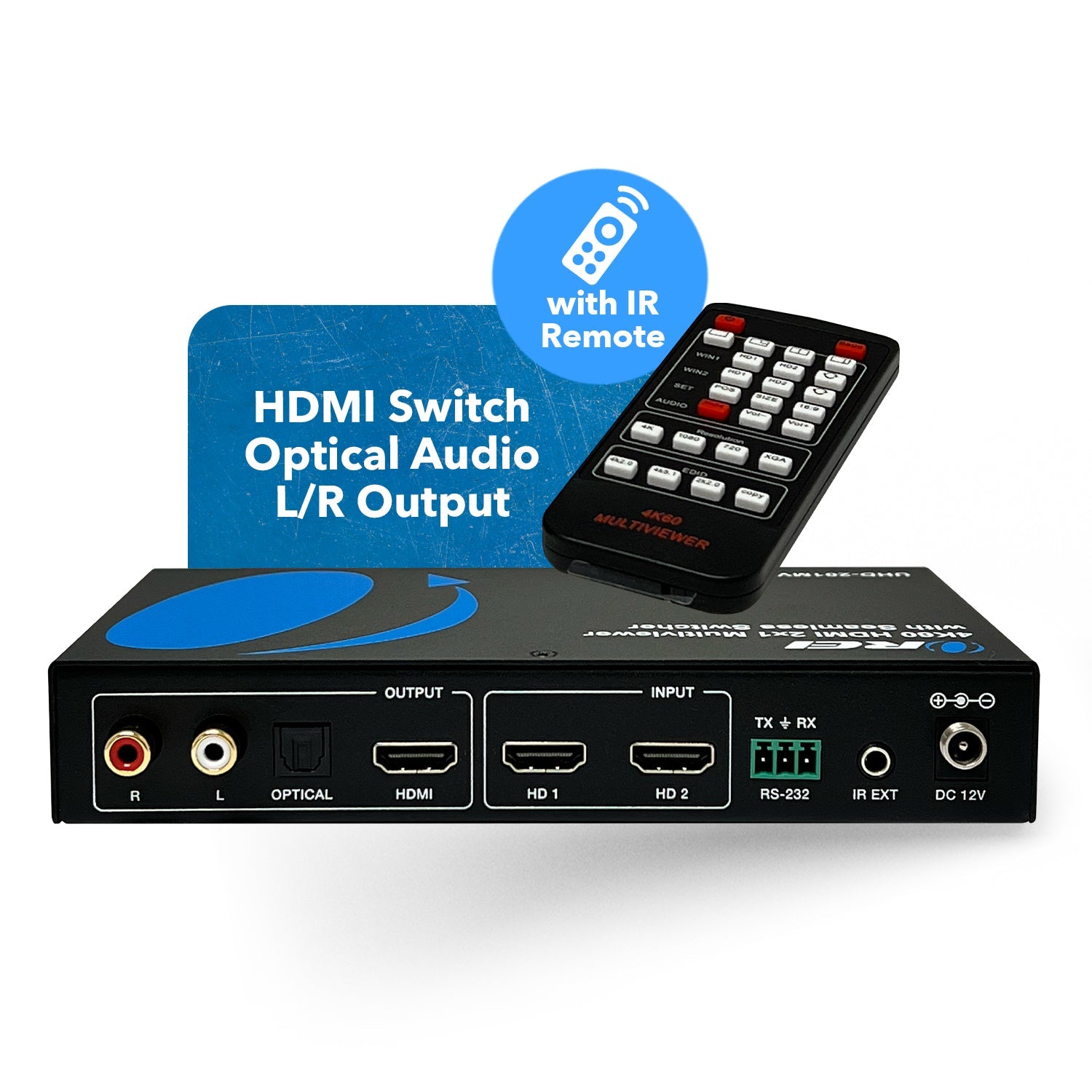4K@60hz 2-port HDMI™ Seamless Switch w/ Multi Viewer (Audio Extract)-UHD-201MV