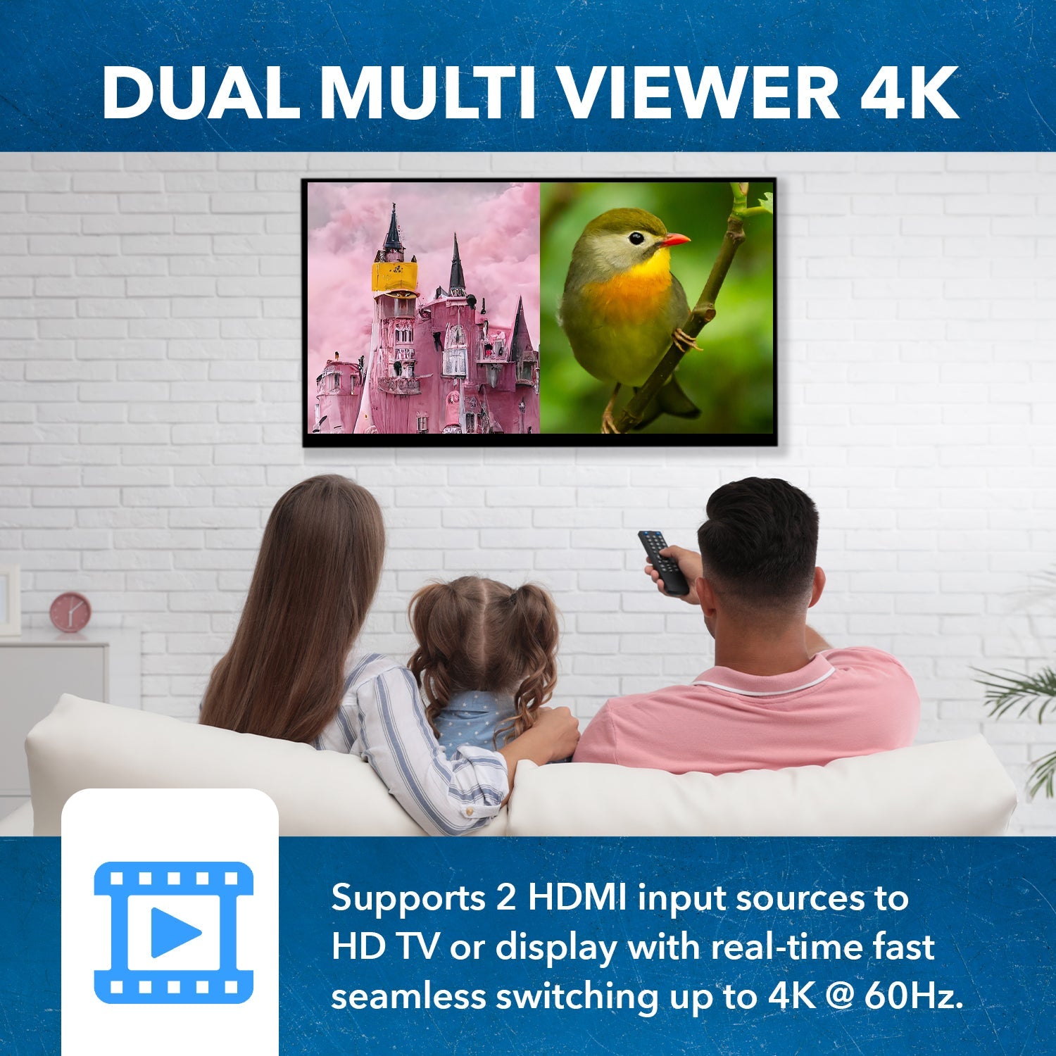 4K@60hz 2-port HDMI™ Seamless Switch w/ Multi Viewer (Audio Extract)-UHD-201MV