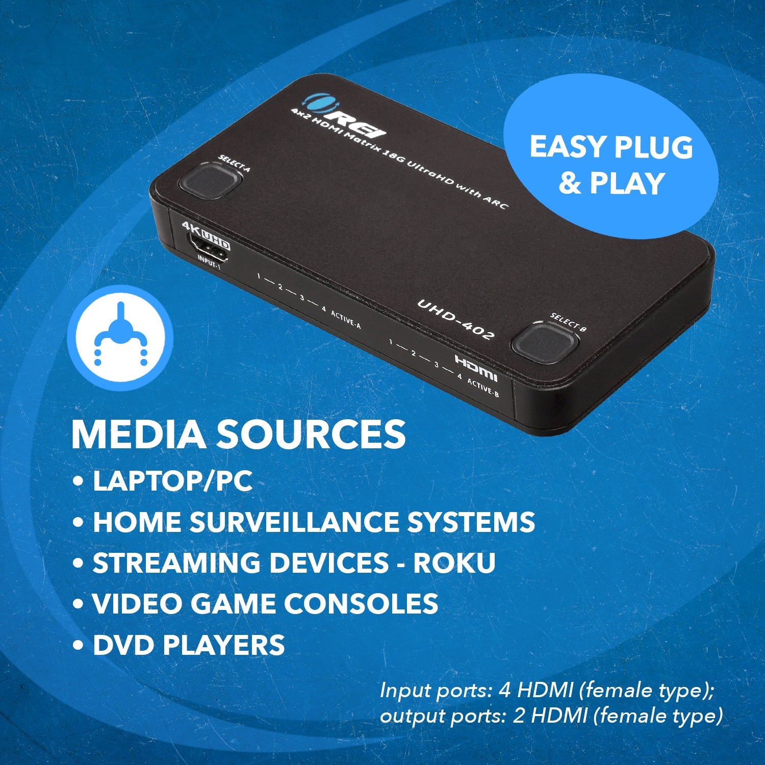 4K@60hz 4x2 HDMI™ Matrix  (ARC)-UHD-402