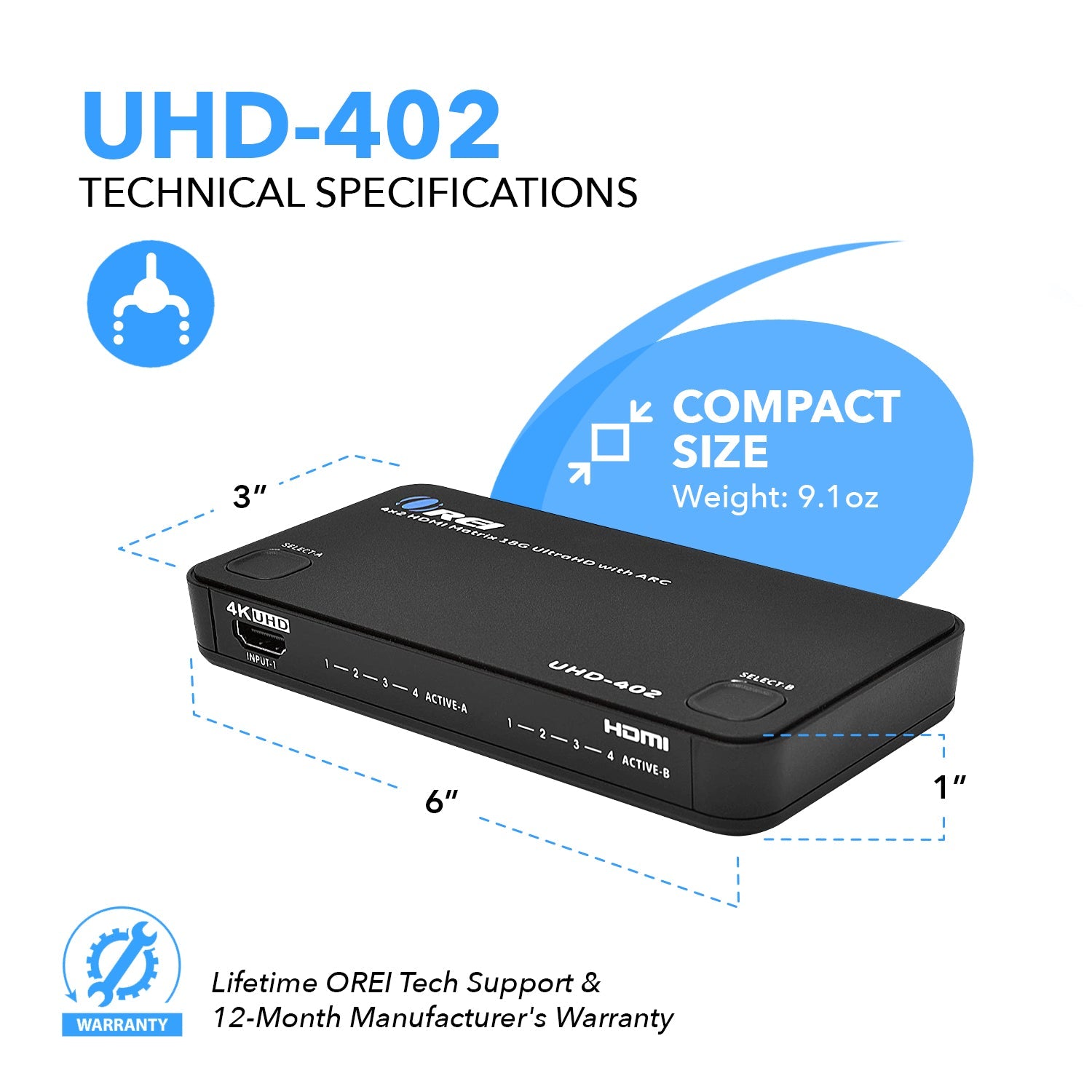 4K@60hz 4x2 HDMI™ Matrix  (ARC)-UHD-402