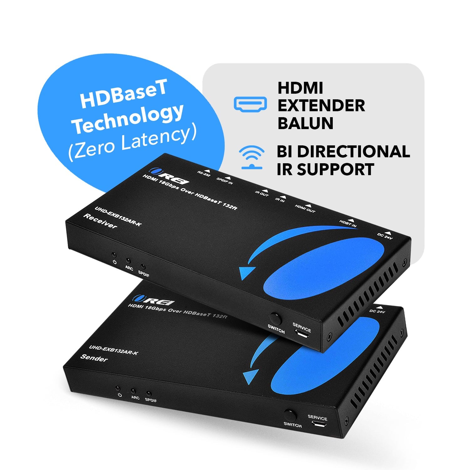 4K HDBaseT HDMI™ Extender (ARC & CEC) - 132ft (cat6)-UHD-EXB132AR-K(NEW)