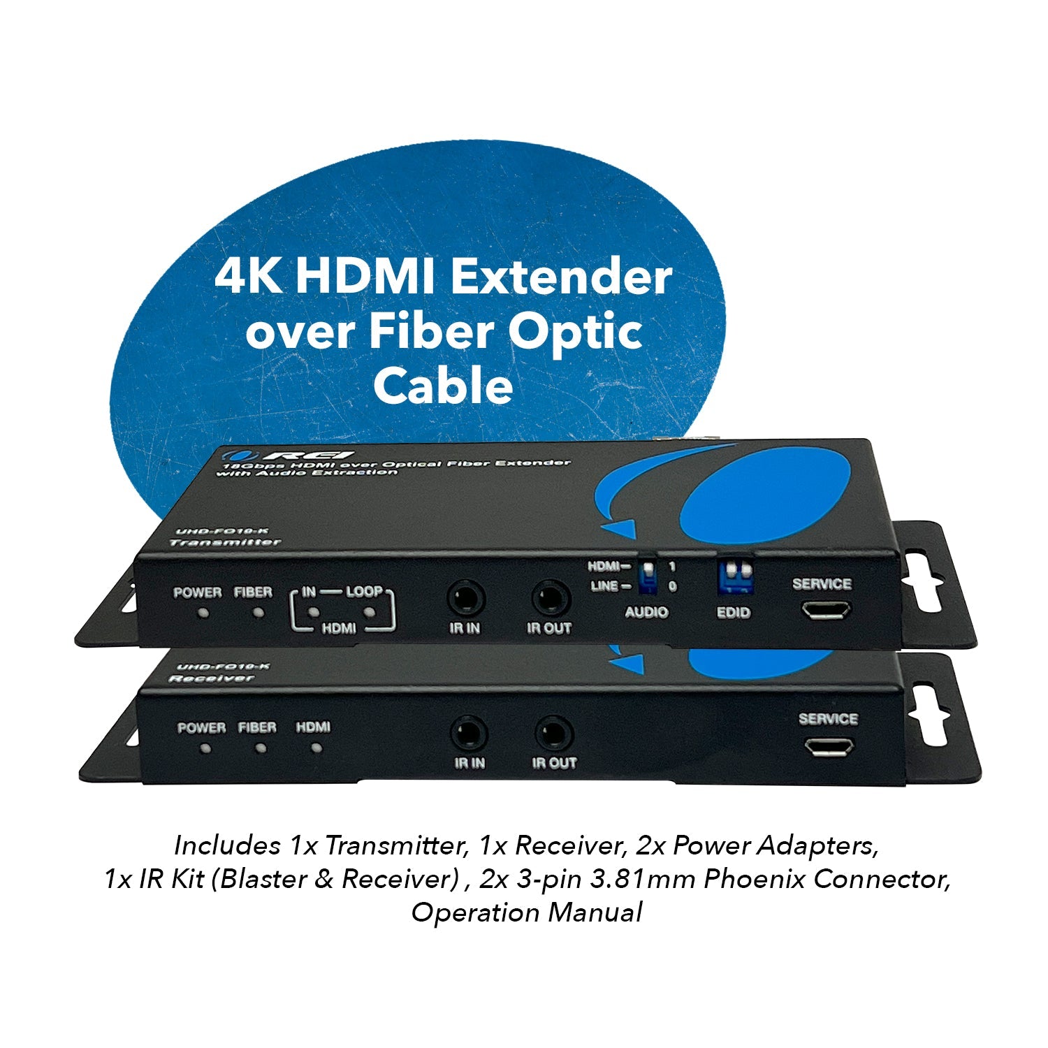 4K@60hz HDMI™ Extender (Loop, Bi-IR) - 10km (fiber-optic)-UHD-FO10-K
