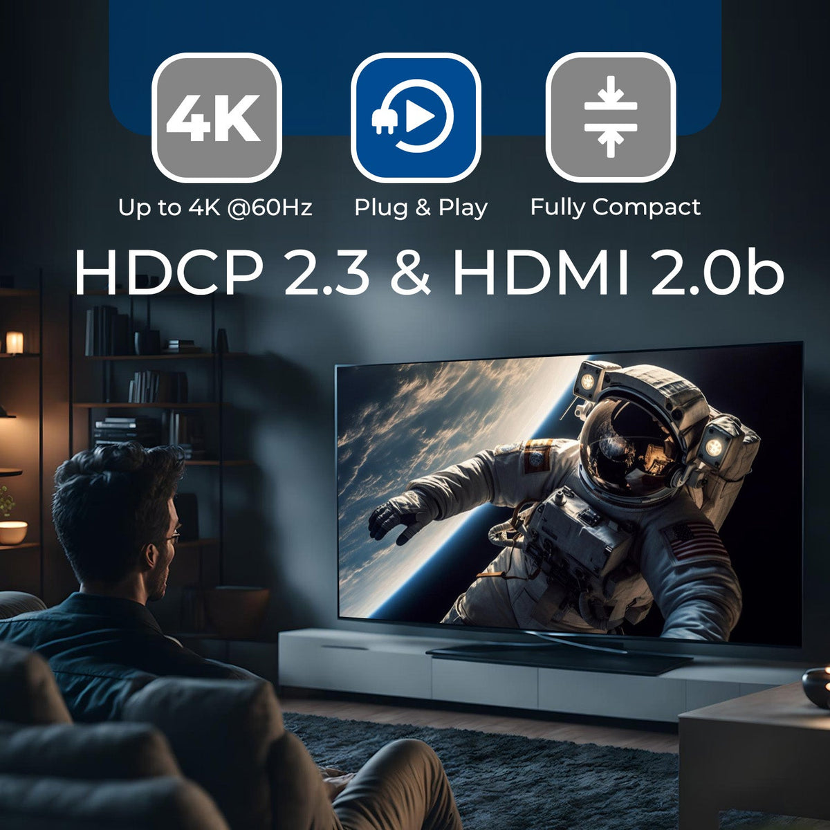 4K@60Hz 1x2 HDMI™ Splitter (CEC, Downscaler, Audio Extract)  (UHD-PRO102)