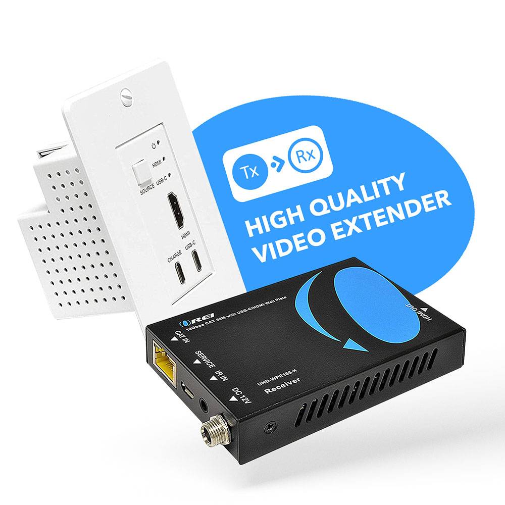 4K HDMI™ & USB-C Extender with Wall Plate (TX) - 165ft (cat6)-UHD-WPE165-K