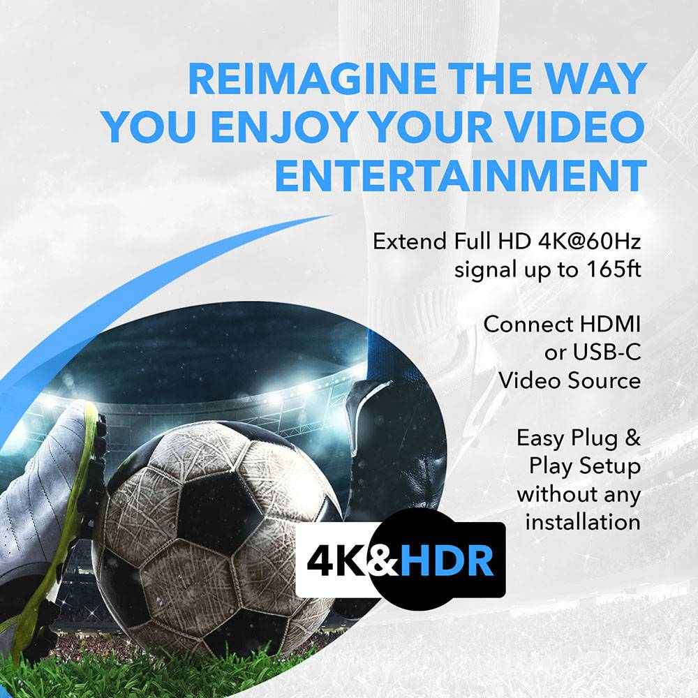 4K HDMI™ & USB-C Extender with Wall Plate (TX) - 165ft (cat6)-UHD-WPE165-K