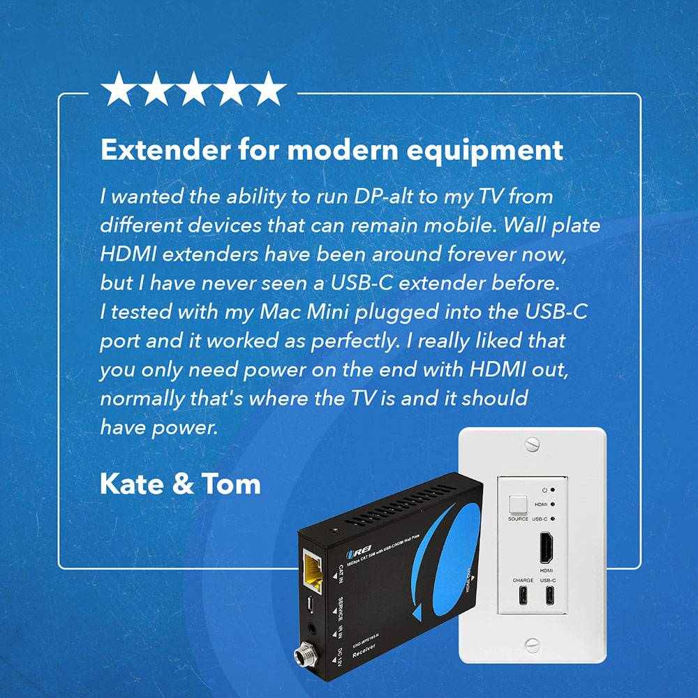 4K HDMI™ & USB-C Extender with Wall Plate (TX) - 165ft (cat6)-UHD-WPE165-K