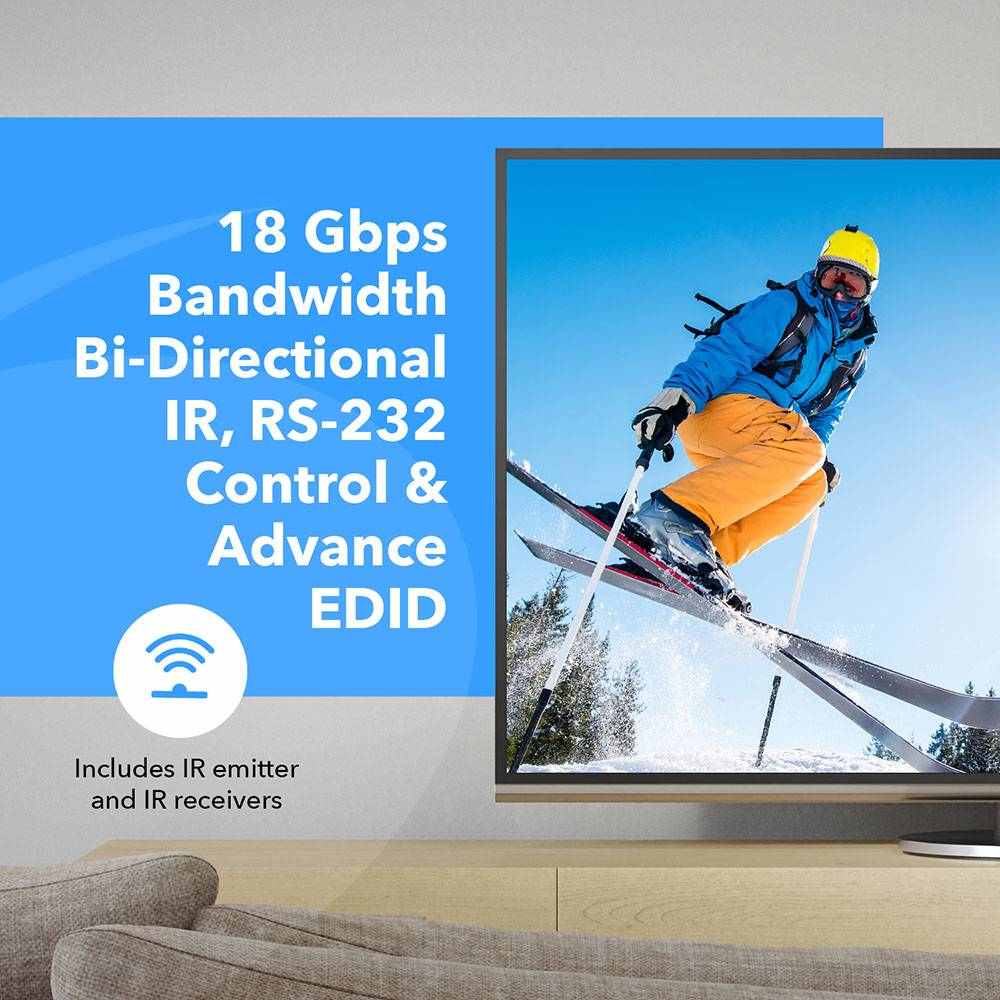 4K@60hz 1x4 HDMI™ Extender Splitter (Loop) - 230ft (cat6)-UHD14-IPC230-K