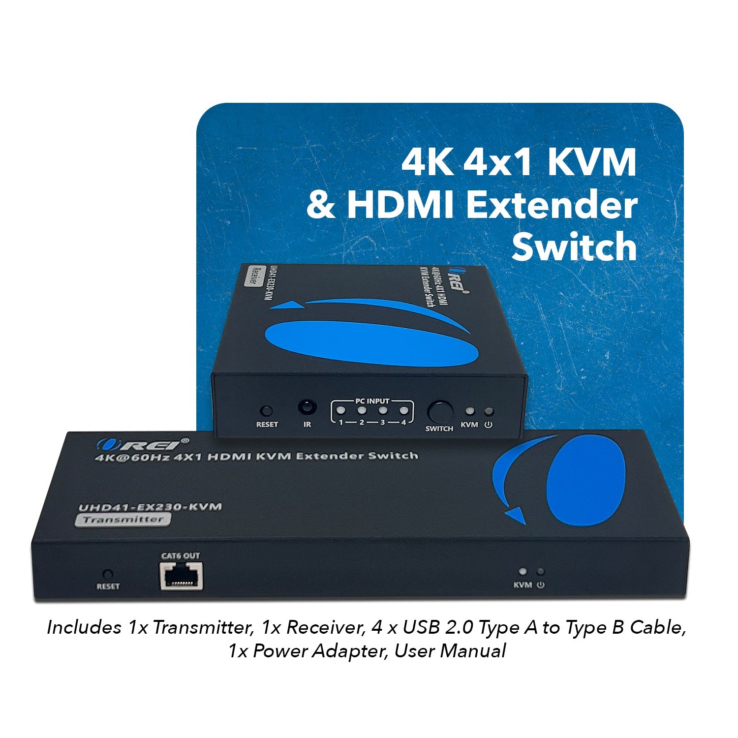4K@60Hz 4x1 HDMI™ Extender Switch (KVM) - 230ft (cat6)-UHD41-EX230-KVM