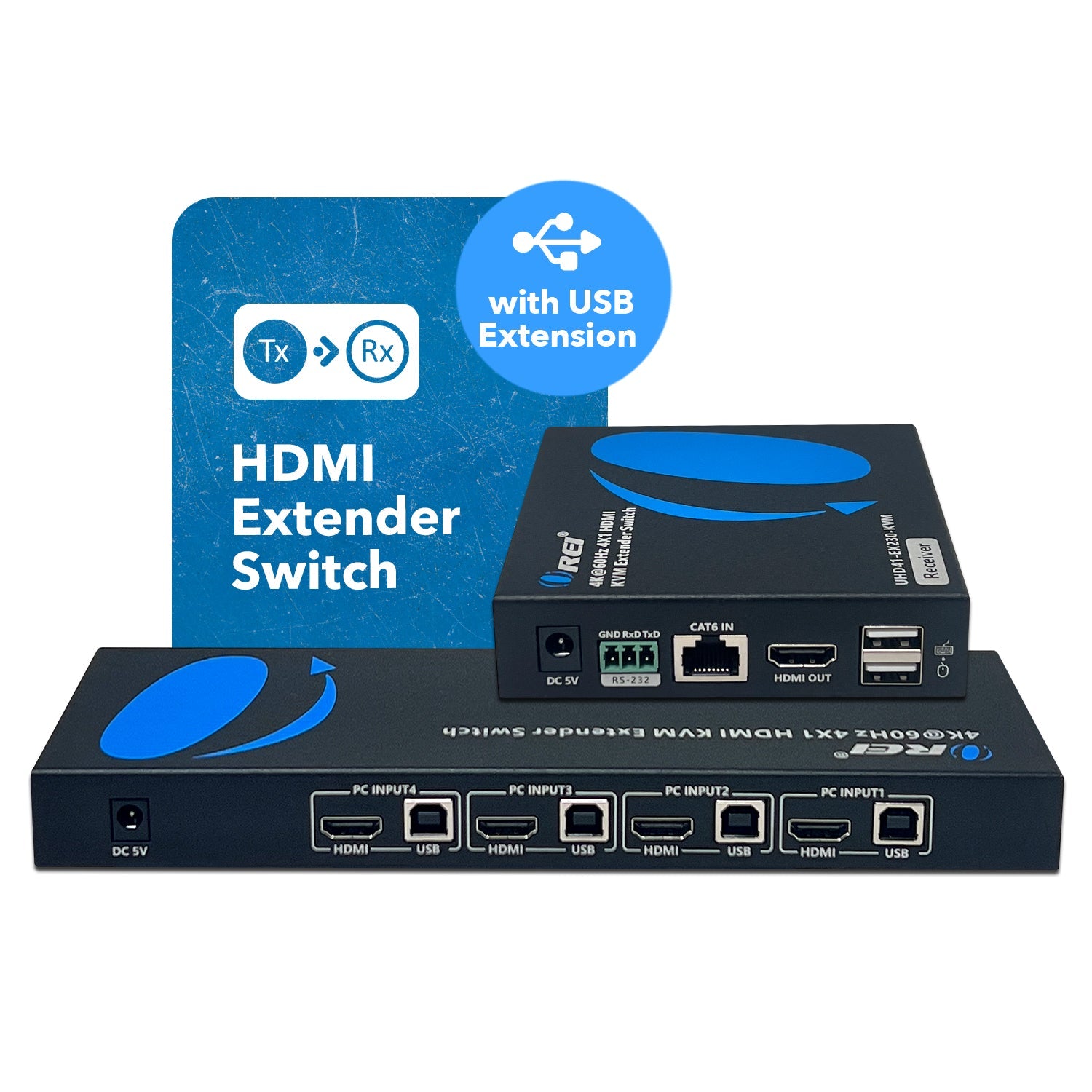 4K@60Hz 4x1 HDMI™ Extender Switch (KVM) - 230ft (cat6)-UHD41-EX230-KVM
