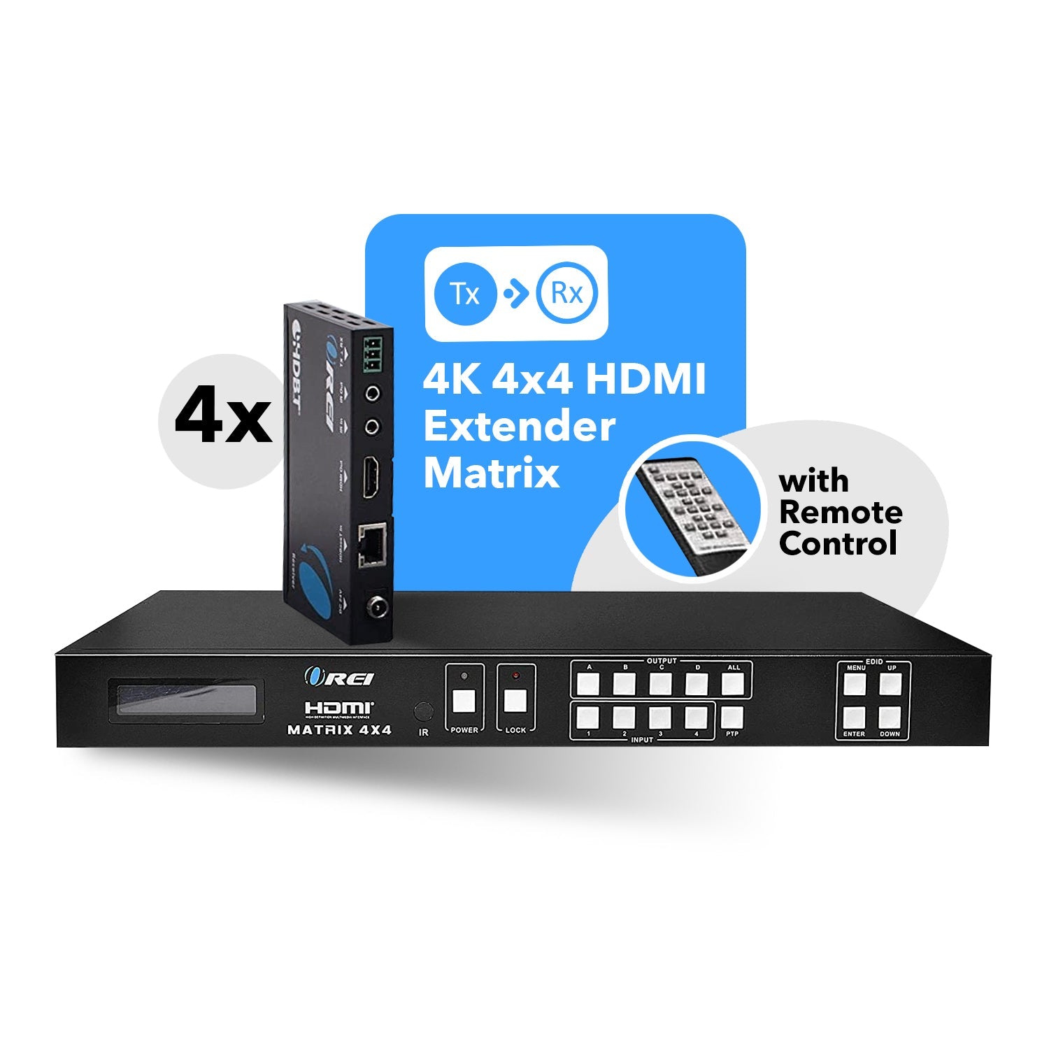 4K HDBaseT 4x4 HDMI™ Extender Matrix (Loop) - 230ft (cat6)-UHD44-EX230-K