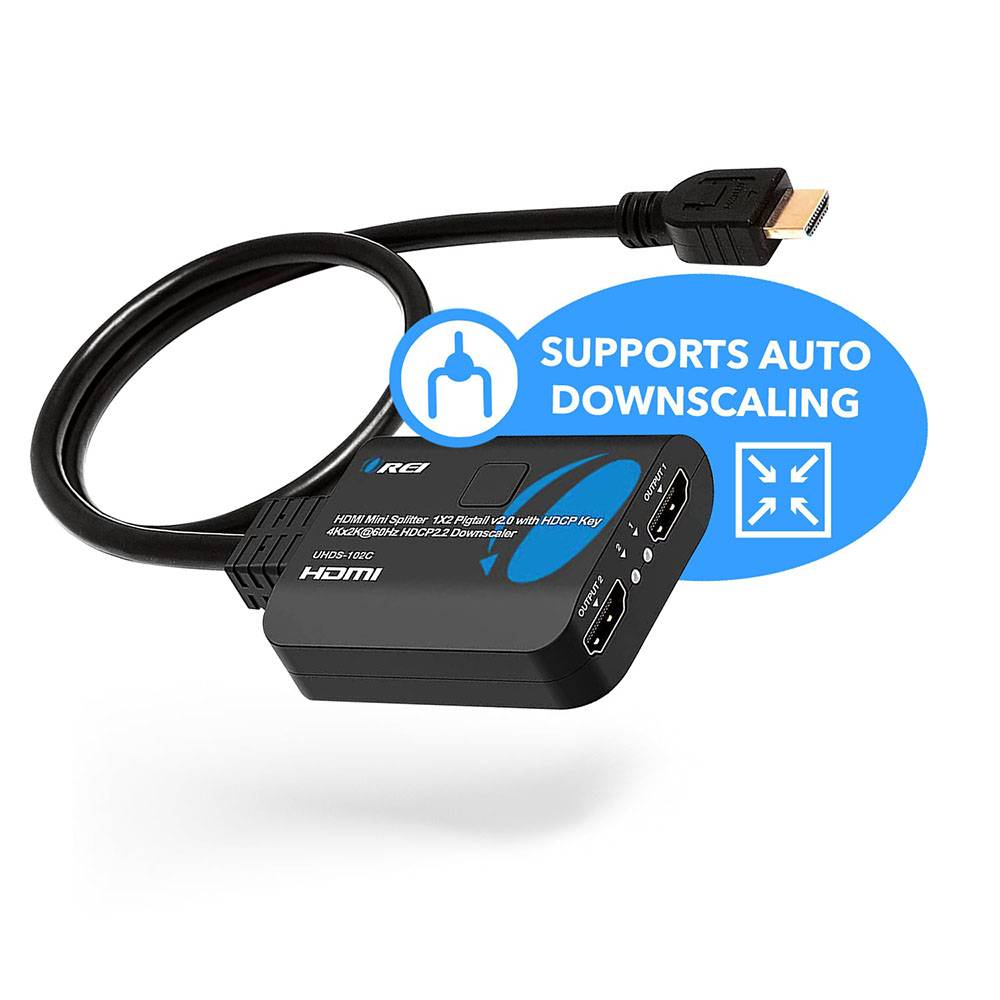 4K@60Hz 1x2 HDMI™ Splitter (Downscaler, Pigtail)-UHDS-102C