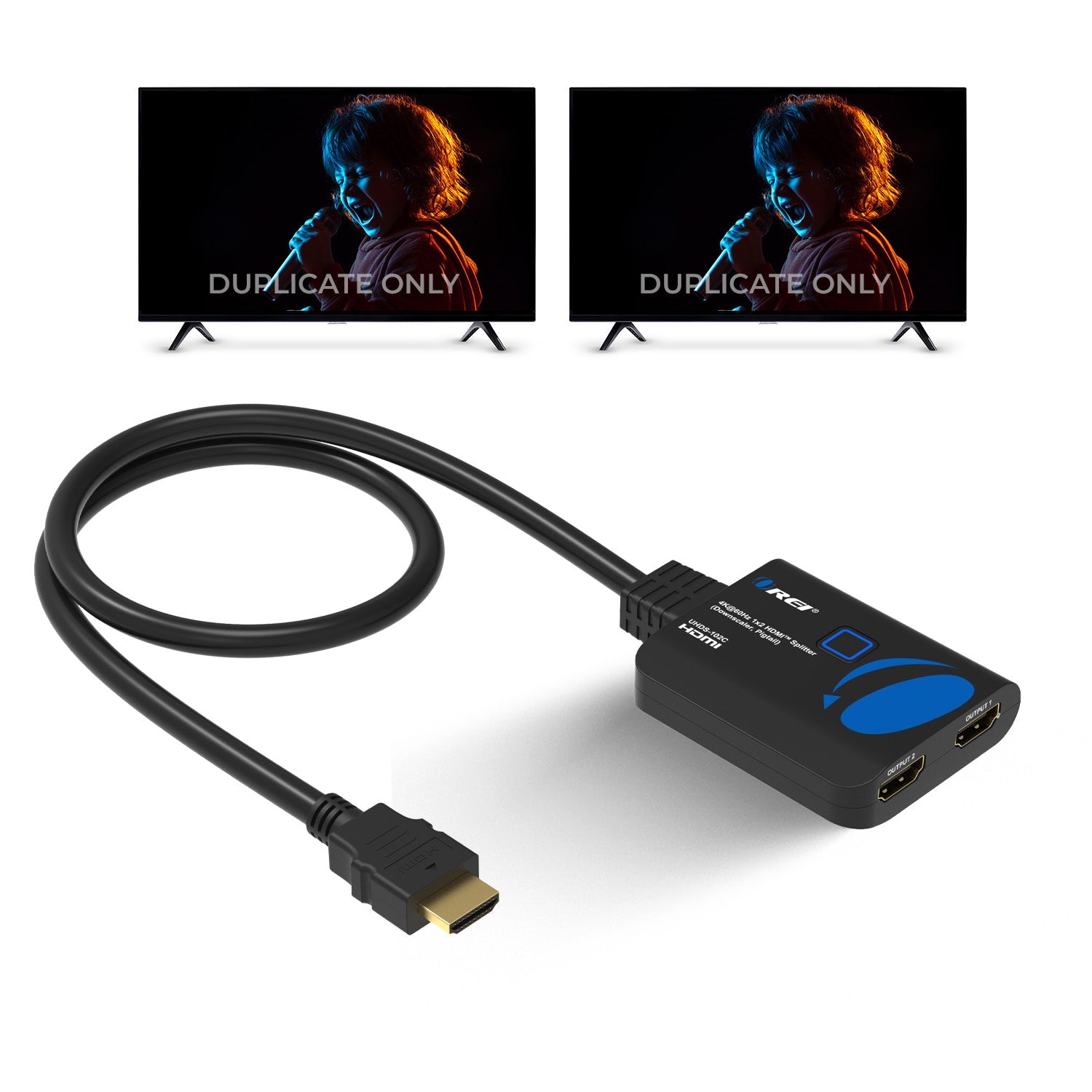4K@60Hz 1x2 HDMI™ Splitter (Downscaler, Pigtail)-UHDS-102C