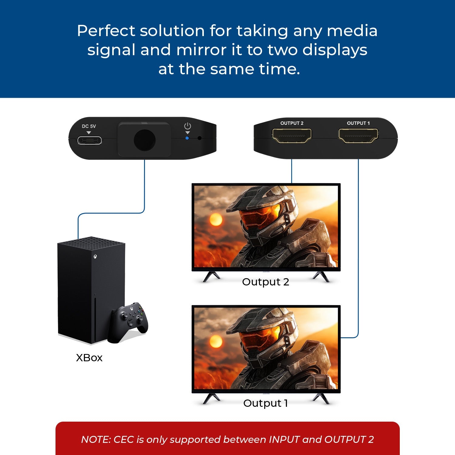 4K@60Hz 1x2 HDMI™ Splitter (Downscaler, Pigtail)-UHDS-102C