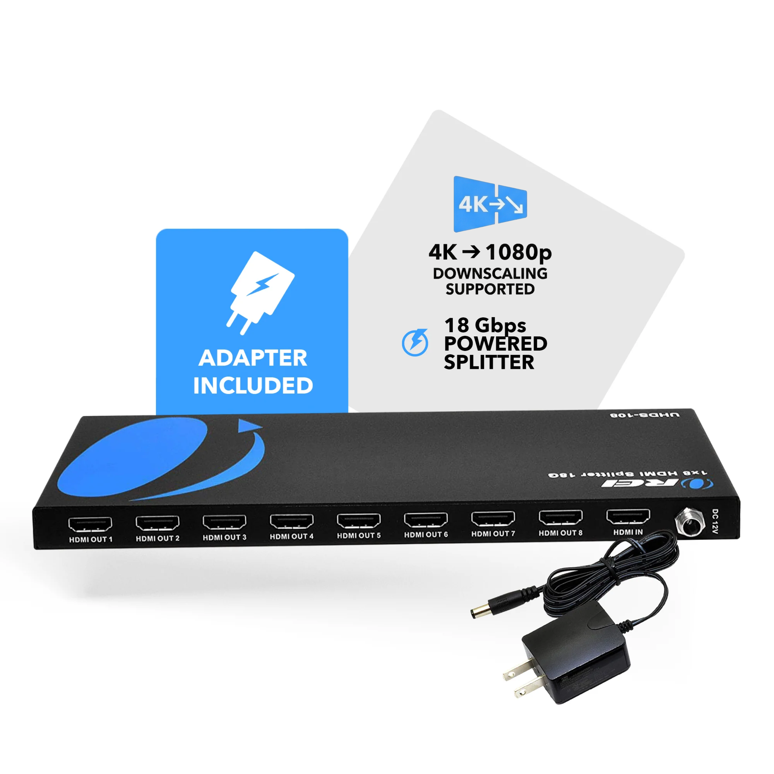 4K@60Hz 1x8 HDMI™ Splitter-UHDS-108