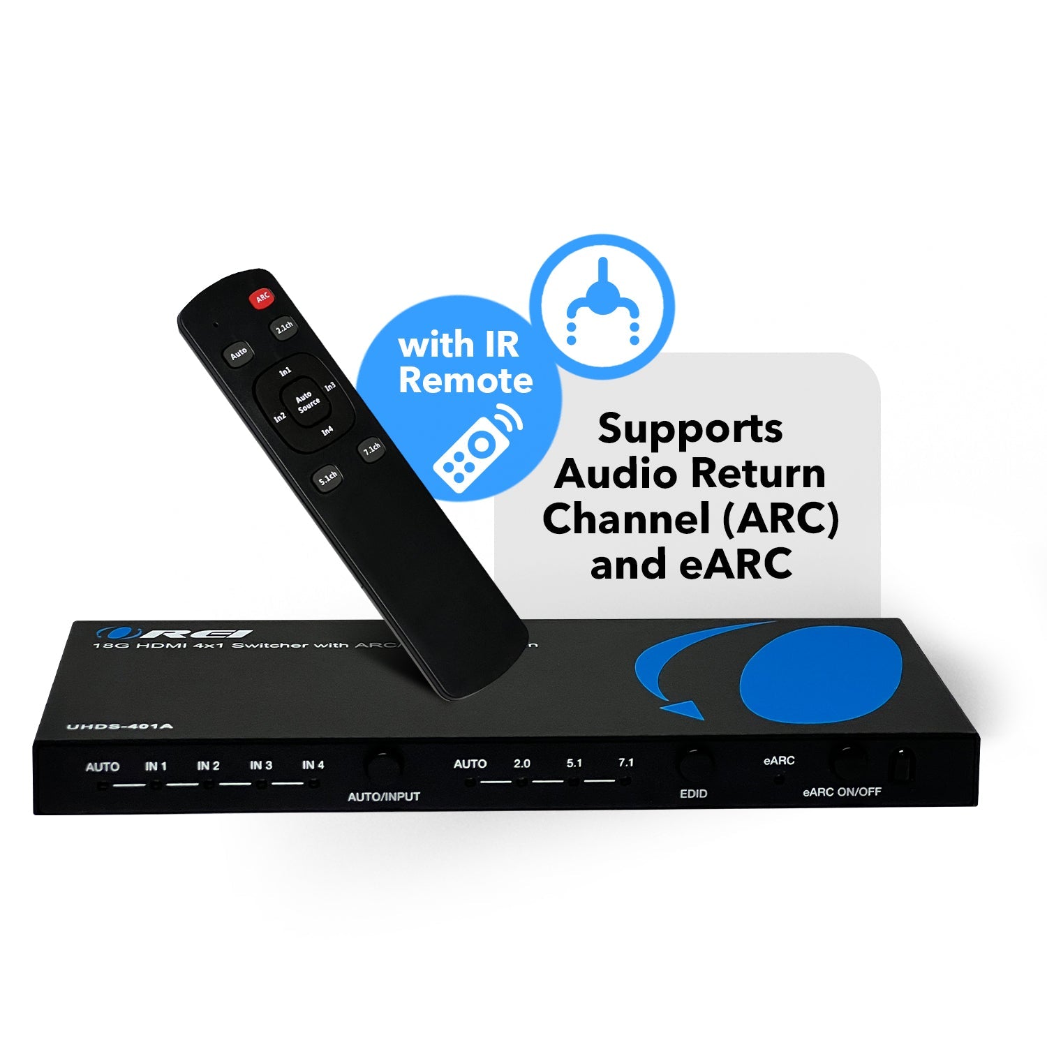4K@60Hz 4-port HDMI™ Switch (Audio Extract) (UHDS-401A-O)