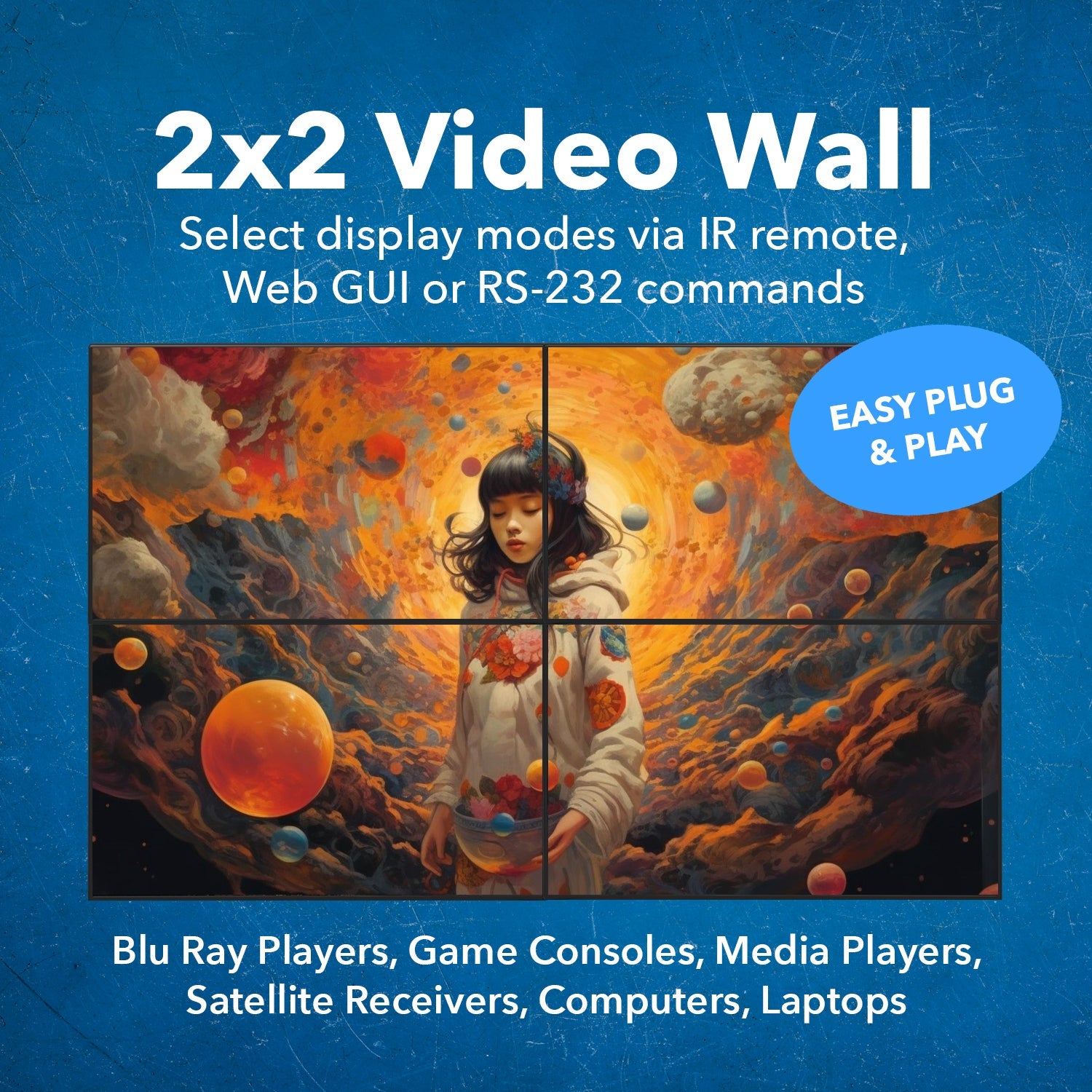 4K@60HZ 4X4 HDMI™ MATRIX W/ VIDEO WALL (SEAMLESS) (UHD-204VW)