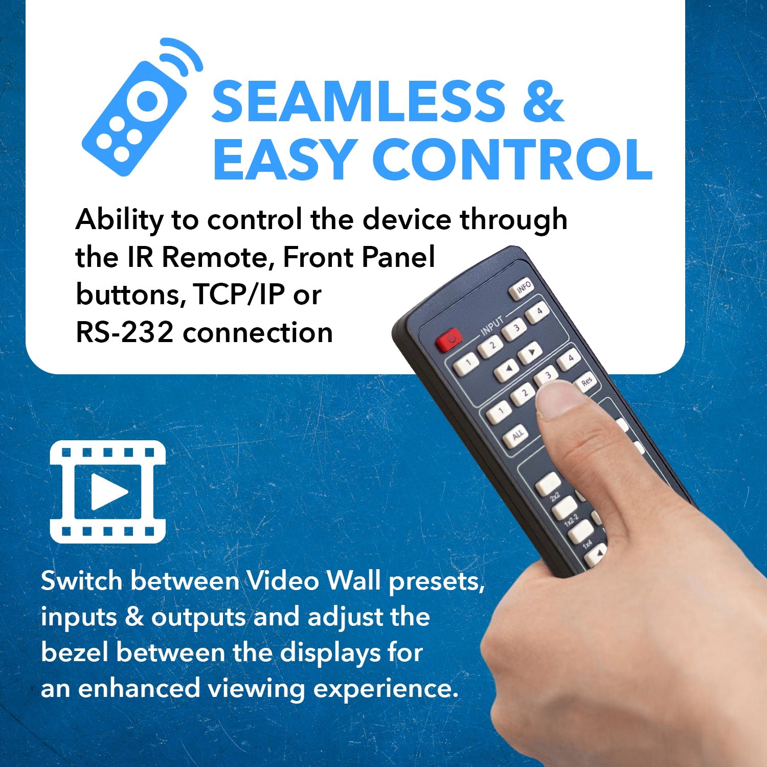 4K@60HZ 4X4 HDMI™ MATRIX W/ VIDEO WALL (SEAMLESS) (UHD-204VW)