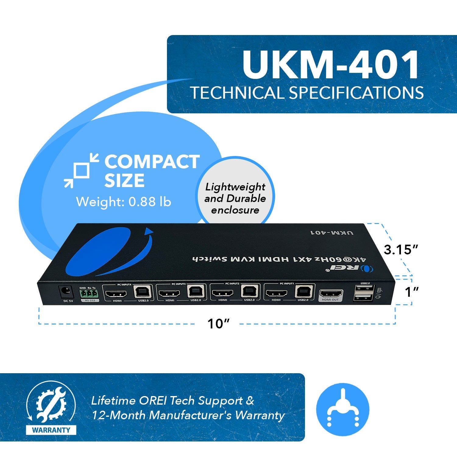 4K@60hz 4-port HDMI™ KVM Switch-UKM-401
