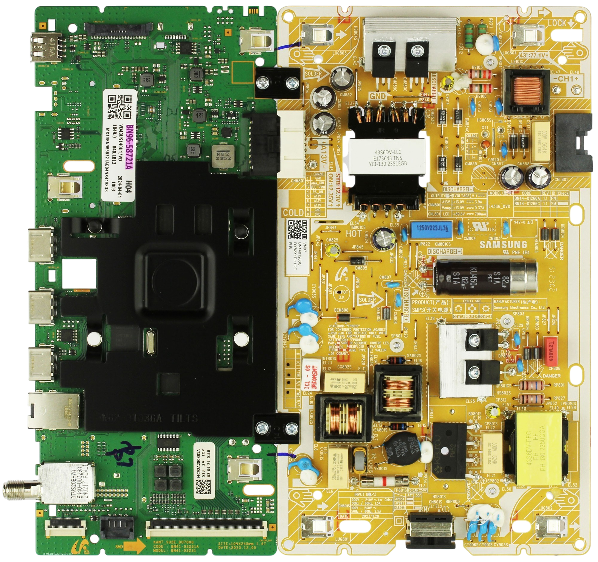 Samsung BN96-58721A / BN44-01266C Main Board Power Supply for UN43DU7200BXZA (Version UB02)