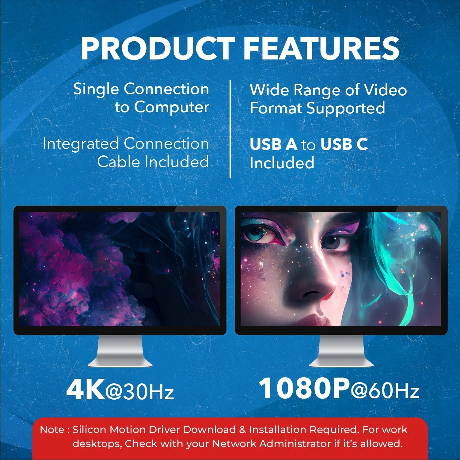SplitExtend® USB to HDMI Dual Display Adapter-USBC2HDMI2