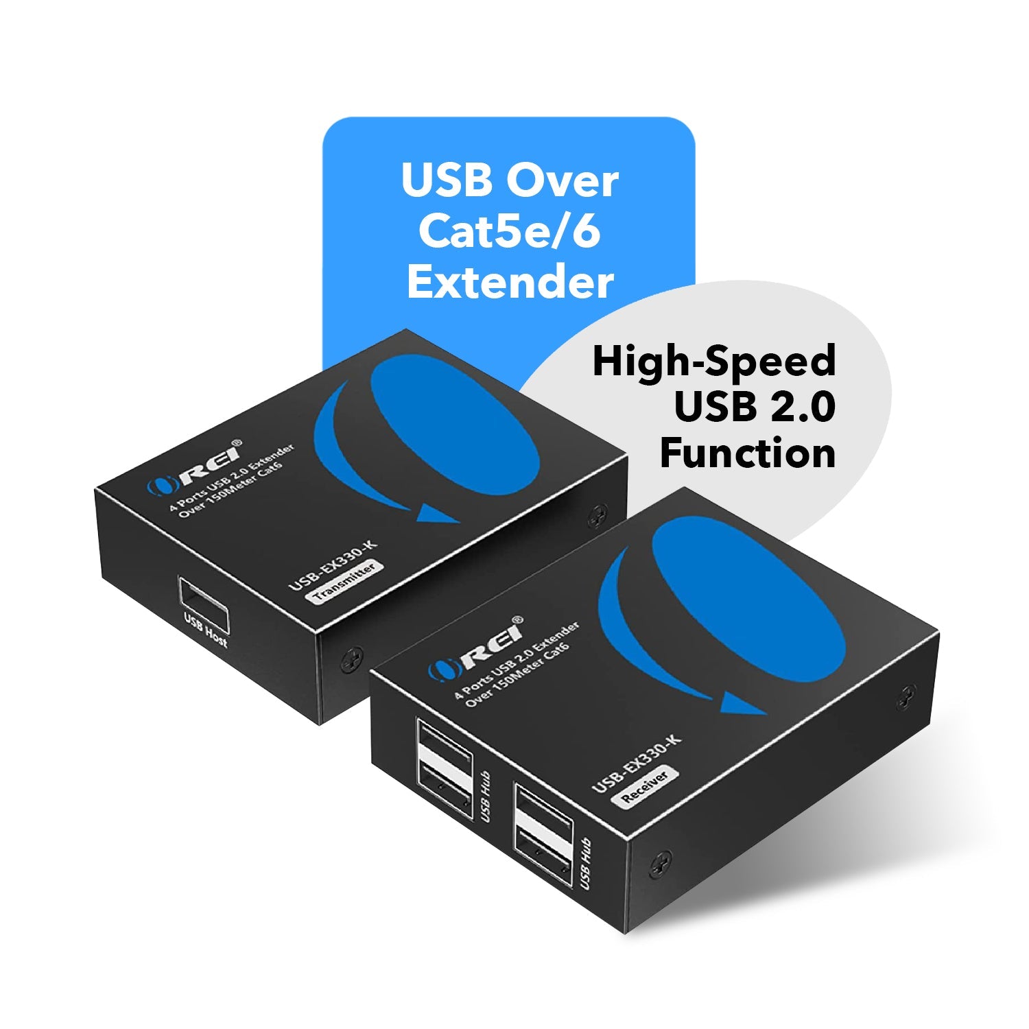 USB2.0 Extender (USB-A to USB-A) - 330ft (cat6)-USB-EX330-K