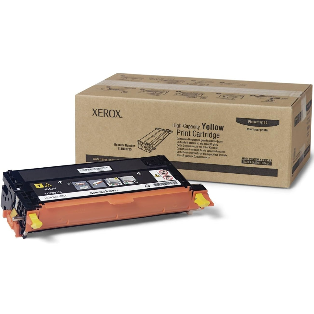 New, Pre-Owned - Xerox Phaser 6180 High-Yield Yellow Toner Cartridge, 113R00725