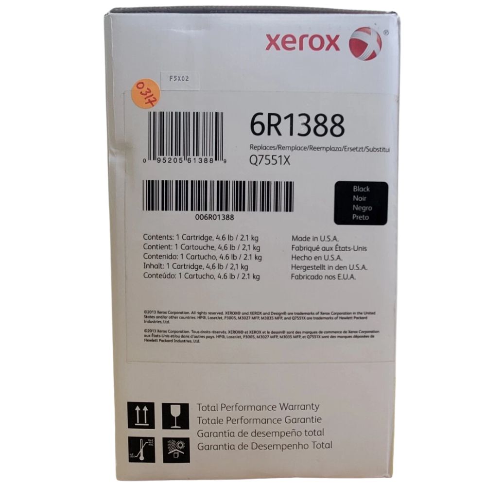 New, Pre-Owned - Xerox 6R1388 High Yield Black Toner Cartridge, (Alternative To The HP Q7551X (51X) Toner