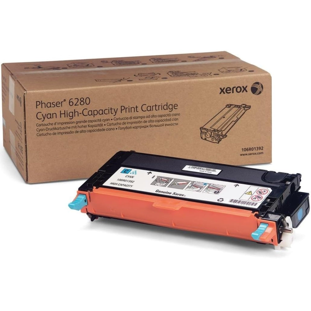 New, Pre-Owned - Xerox Phaser 6280 High Yield Cyan Toner Cartridge, 106R01392