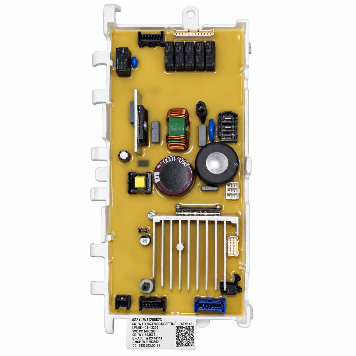 Whirlpool Maytag W11266623 washer control board clean white background