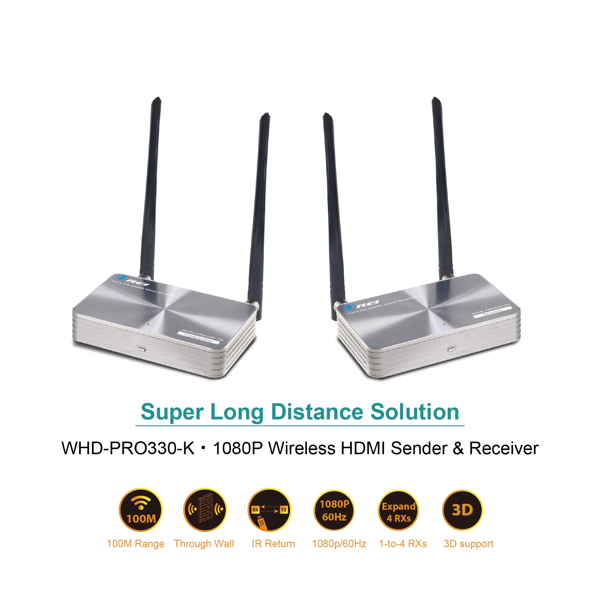 1080p  Wireless HDMI™ Extender (Loop, IR) - 330ft-WHD-PRO330-K