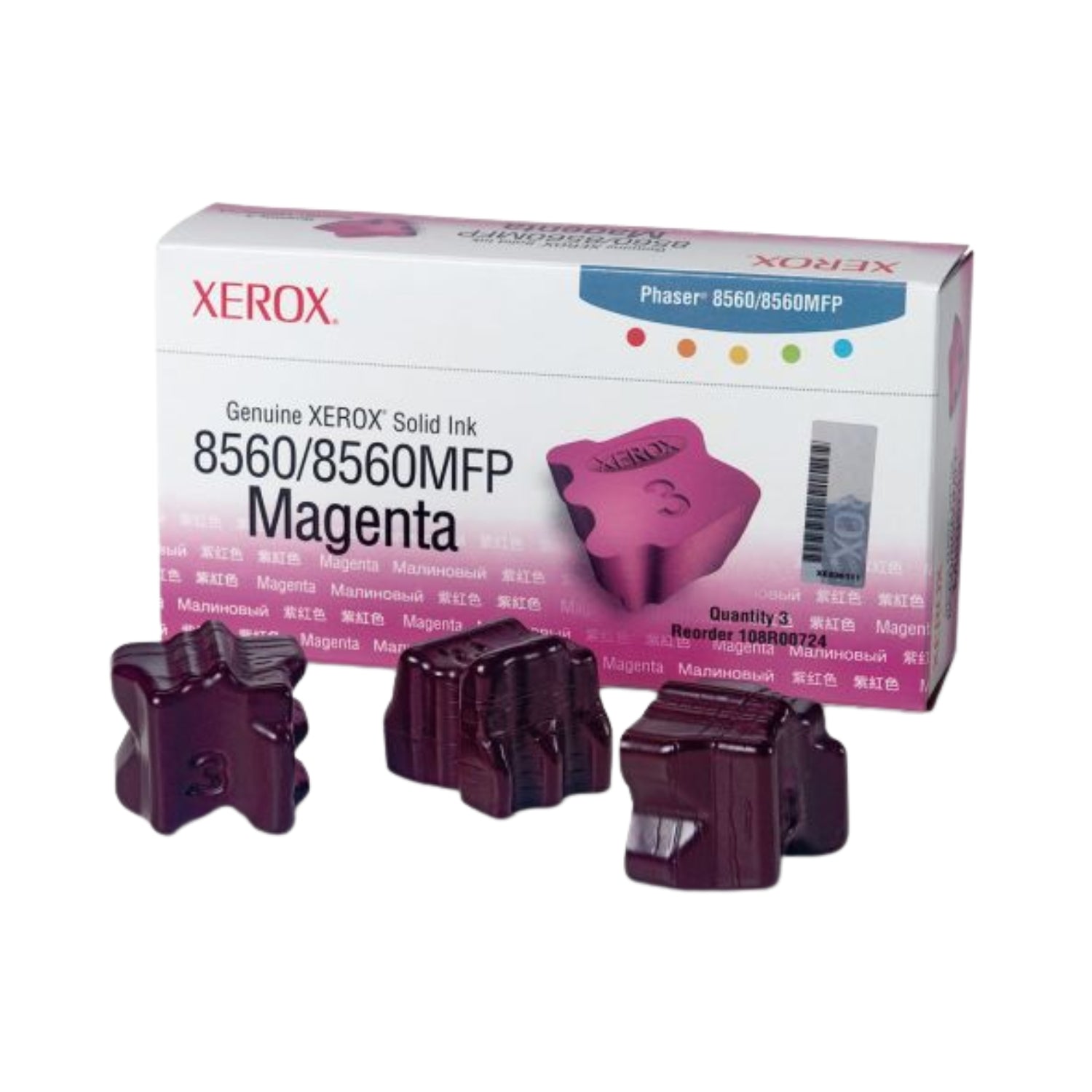 New, Pre-Owned - Xerox Phaser 8560 Magenta Solid Ink Pack (3 Sticks) 108R00724