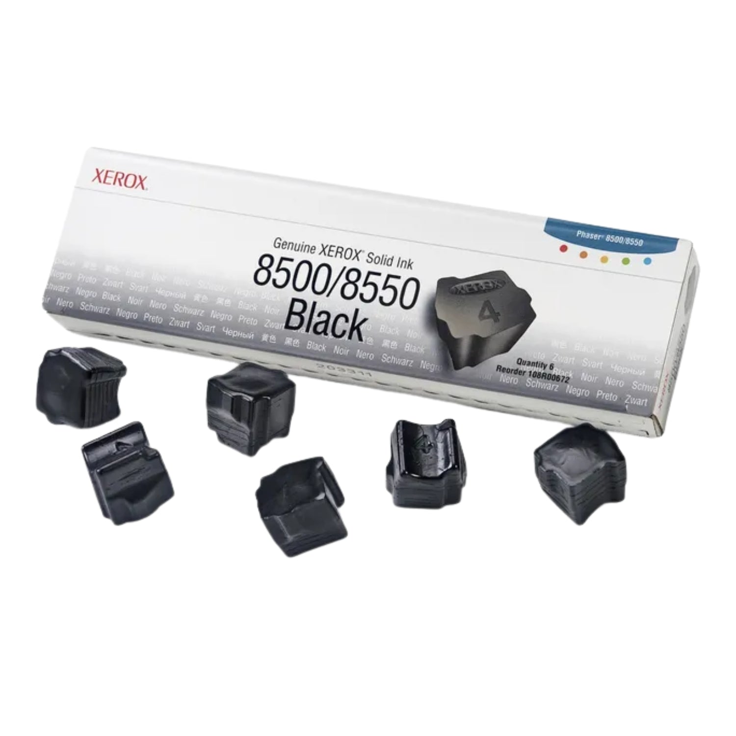 New, Pre-Owned - Xerox Solid Ink 8500/8550 Black (6 sticks) (108R00672)