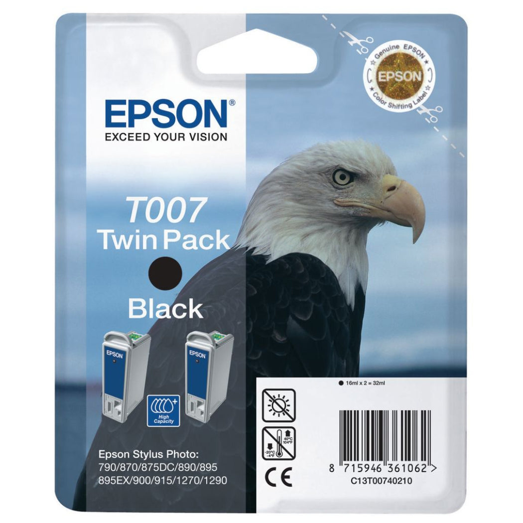 New, Pre-Owned -  - 2 Pack Epson T007 Black Ink Cartridges