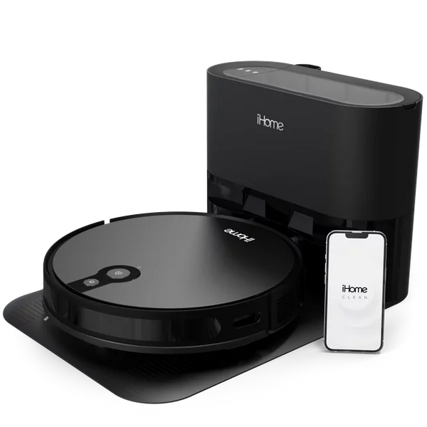 iHome AutoVac Eclipse Pro Robot Vacuum with Auto Empty Base and Mapping Technology, 2200pa Ultra Strong Suction Power, 120 Minute Runtime, Holds Weeks of Debris, App Connectivity