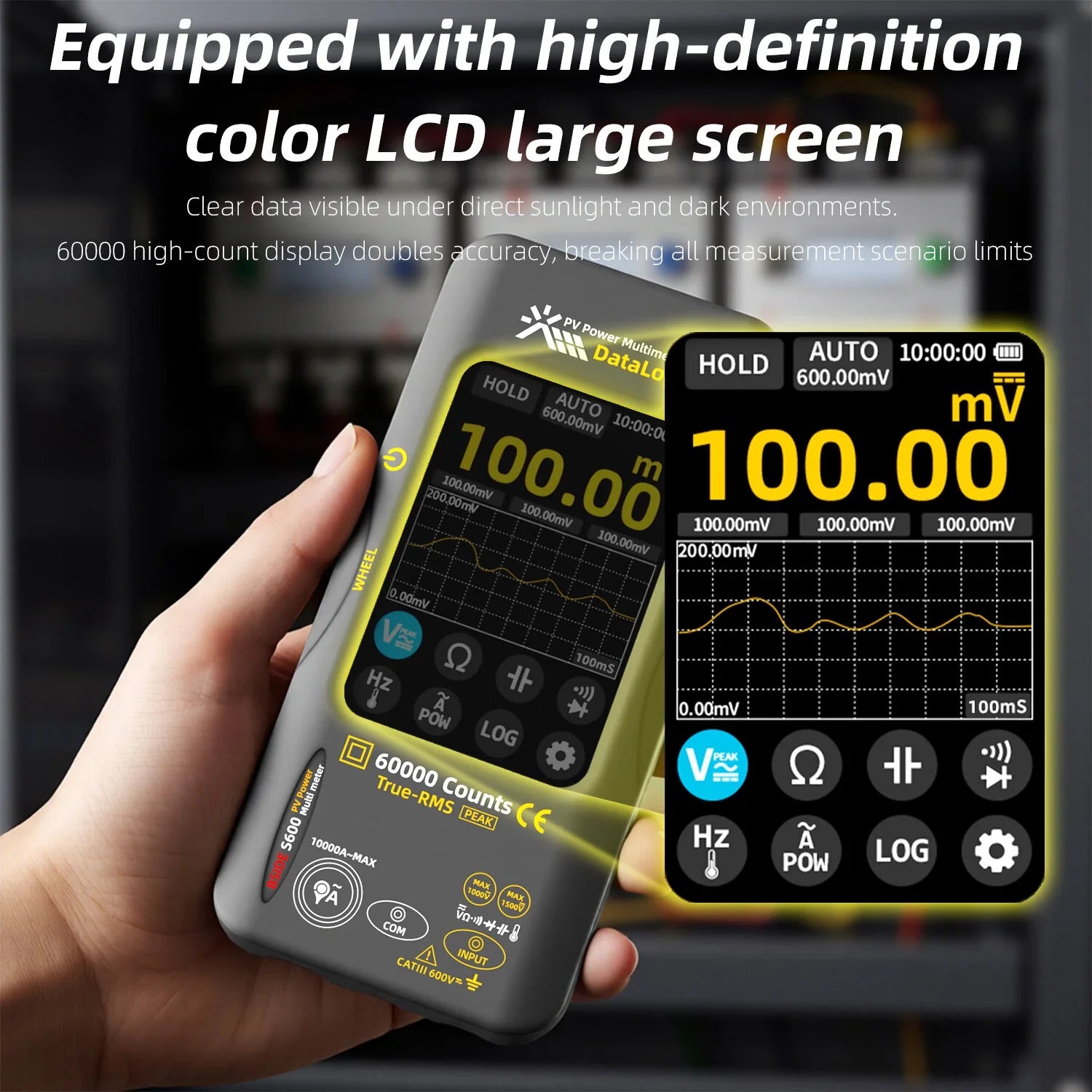 BSIDE S600A Graphic Multimeter 3.98” Touchscreen 60000 Counts Data Logger