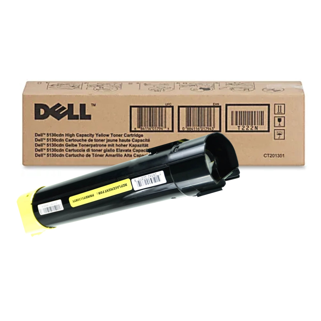 New, Pre-Owned - Dell 5130CDN High Yield Yellow Toner Cartridge, T222N