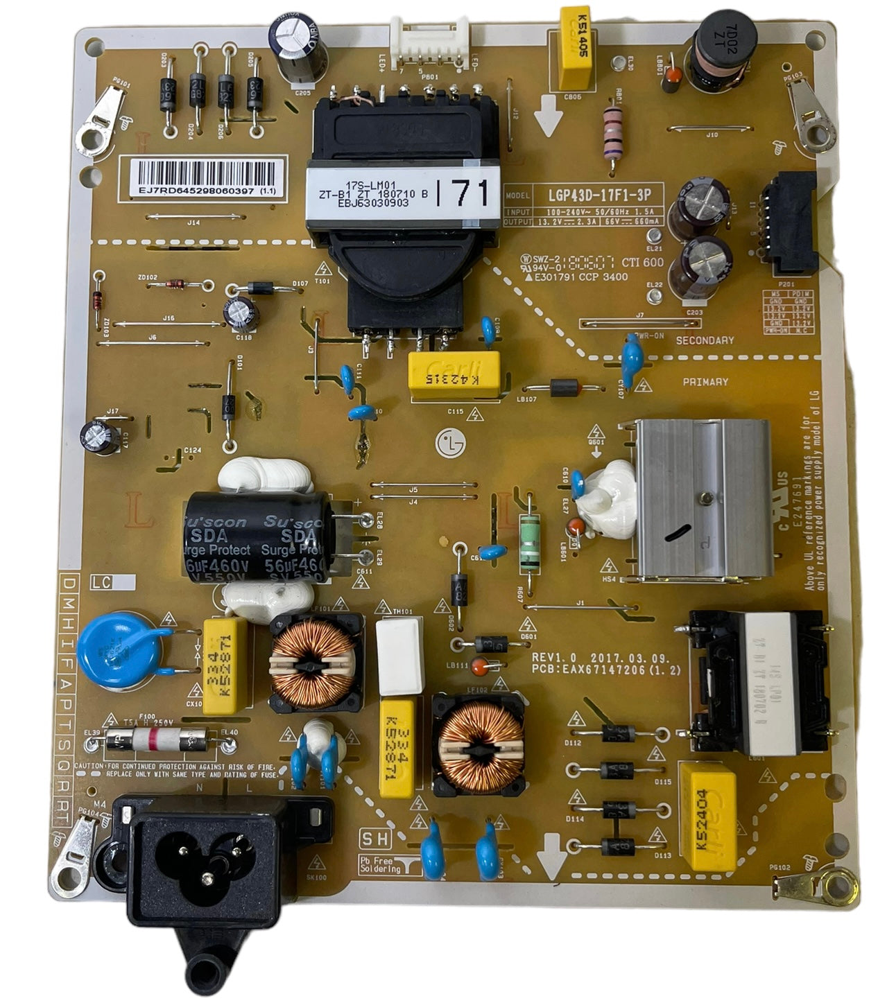 LG EAY64529806 Power Supply for 43LV570M