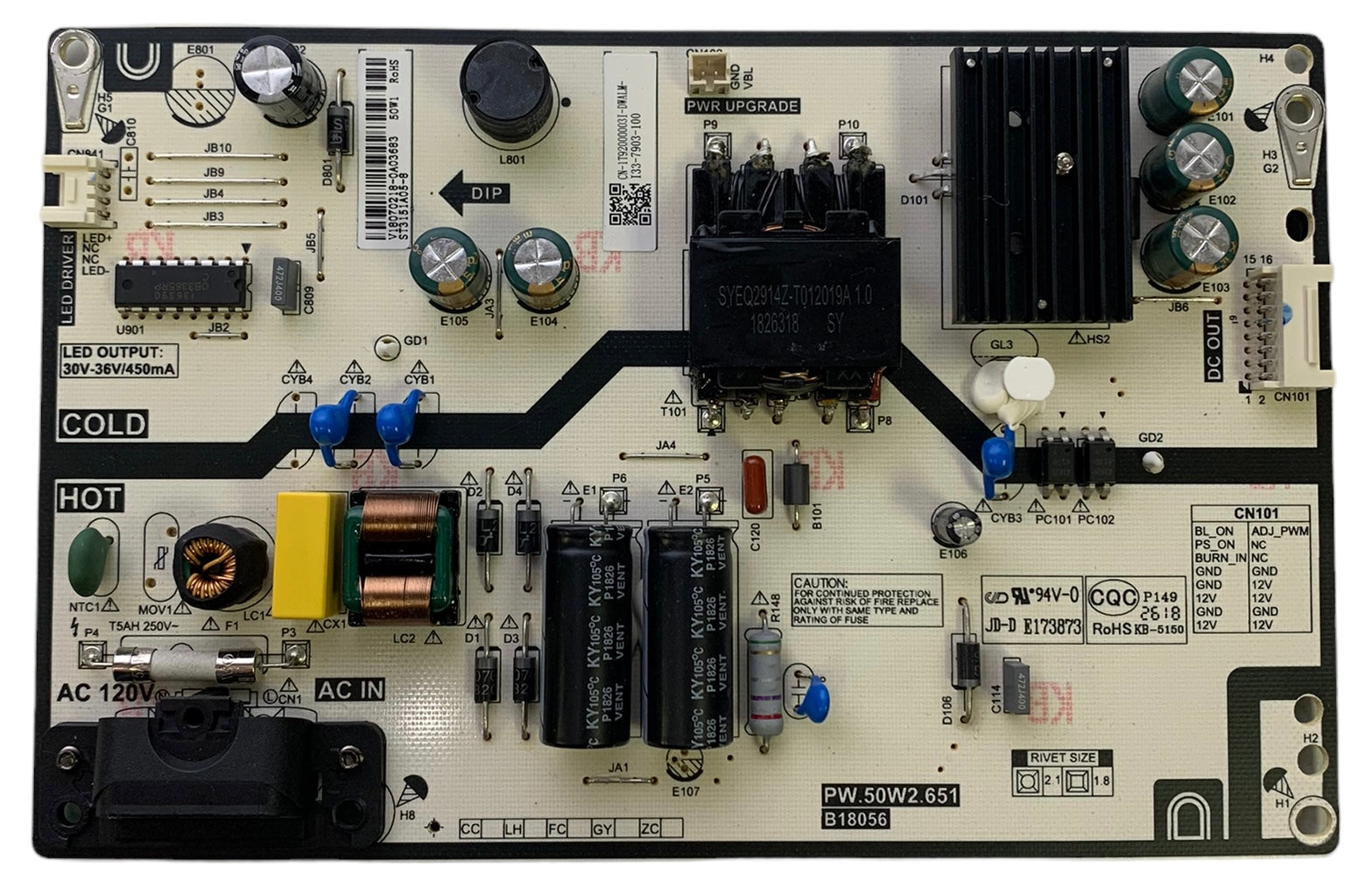 Toshiba 1T92000003I Power Supply Board/LED Driver