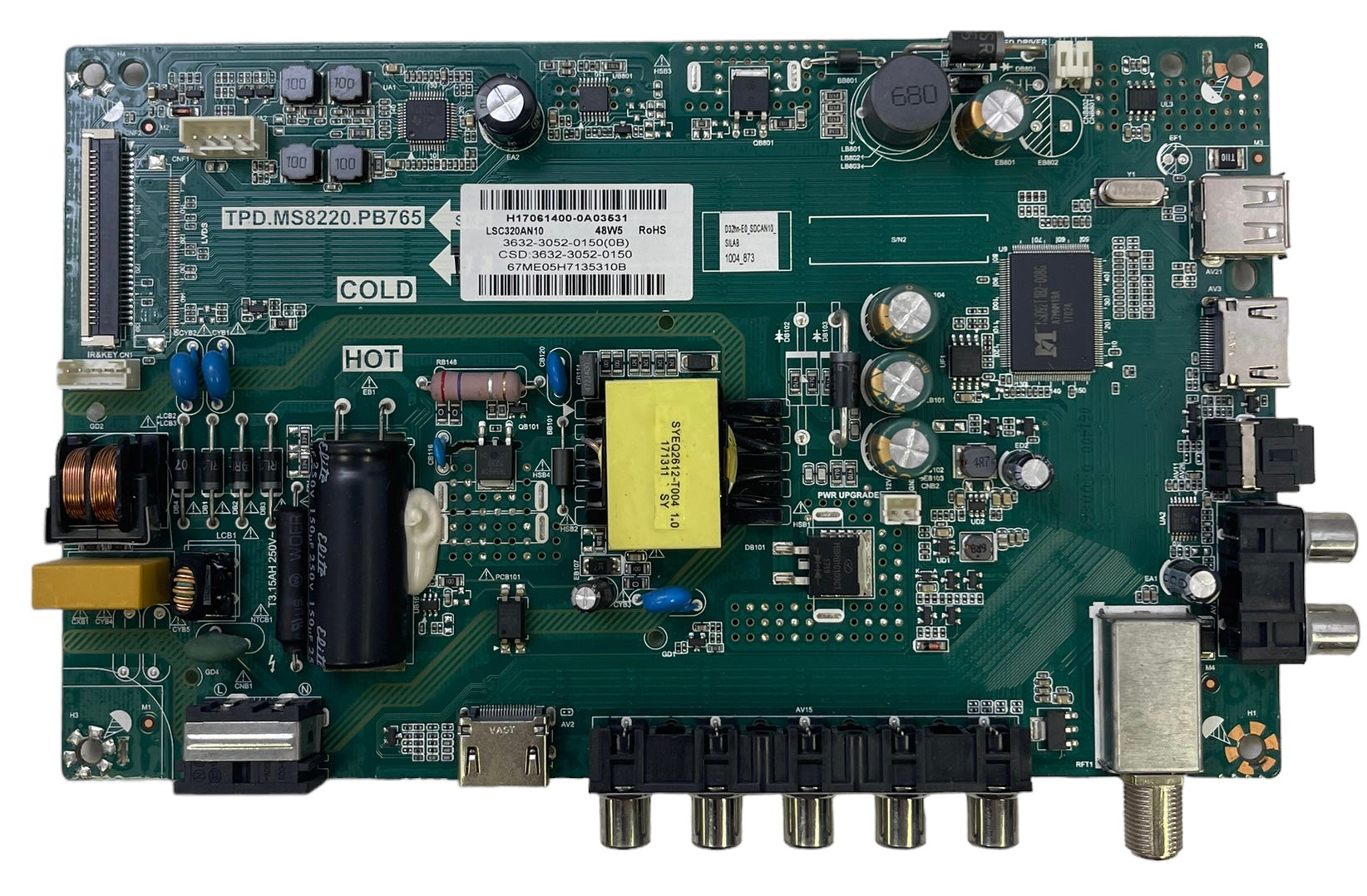 Vizio 3632-3052-0150 Main Board / Power Supply for D32HN-E0 (LAUSVMCT Serial)
